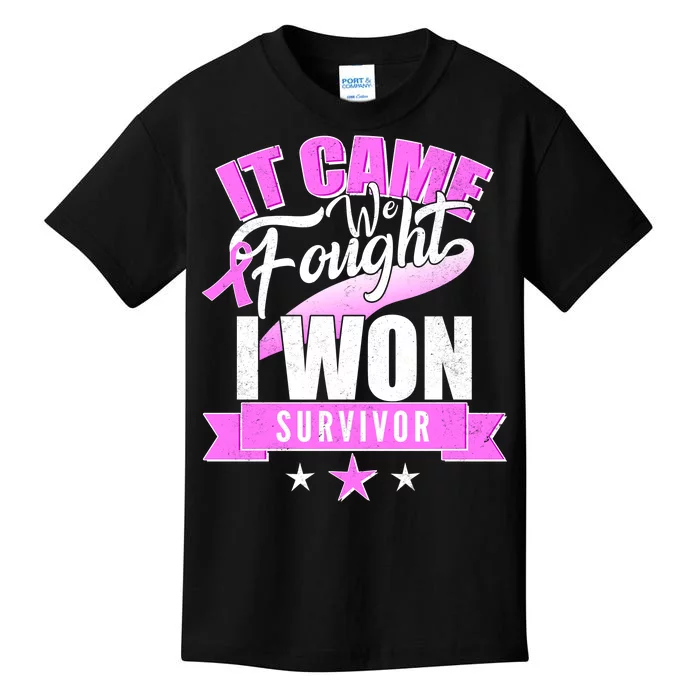 Breast Cancer Survivor It Came We Fought I Won Kids T-Shirt