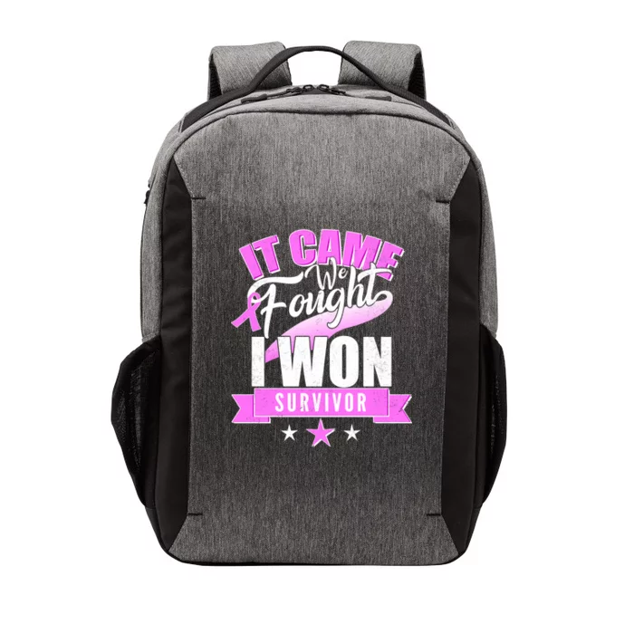 Breast Cancer Survivor It Came We Fought I Won Vector Backpack