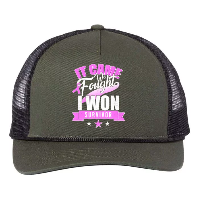 Breast Cancer Survivor It Came We Fought I Won Retro Rope Trucker Hat Cap