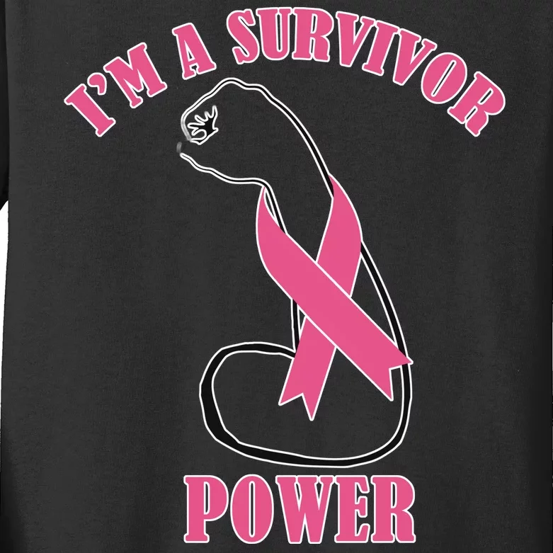 Breast Cancer Survivor Power Kids Long Sleeve Shirt