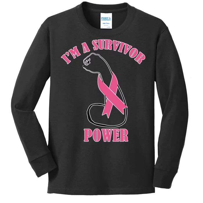 Breast Cancer Survivor Power Kids Long Sleeve Shirt