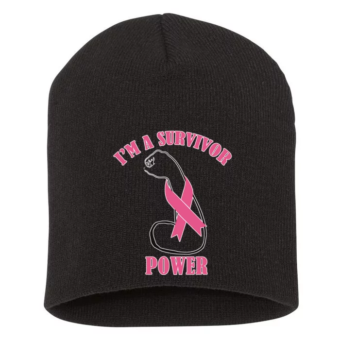 Breast Cancer Survivor Power Short Acrylic Beanie