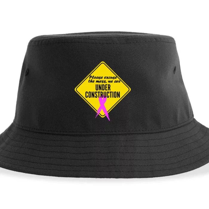 Breast Cancer Under Construction Sign Sustainable Bucket Hat