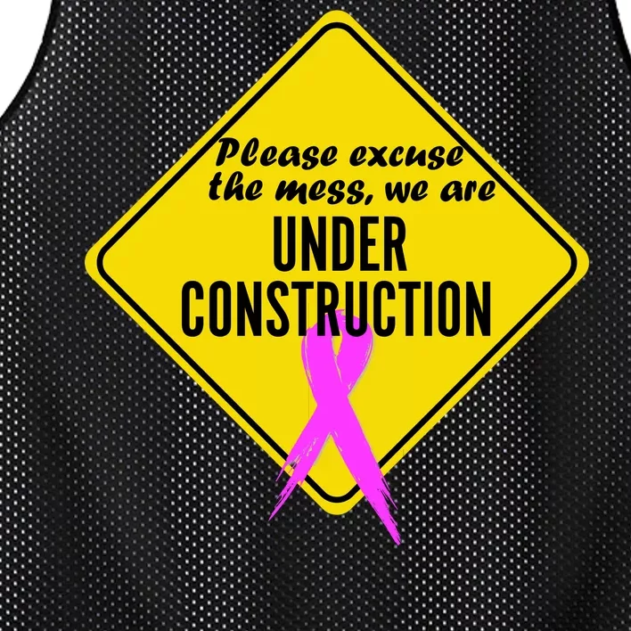 Breast Cancer Under Construction Sign Mesh Reversible Basketball Jersey Tank