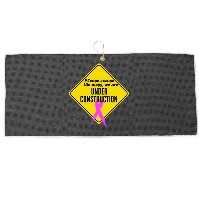 Breast Cancer Under Construction Sign Large Microfiber Waffle Golf Towel