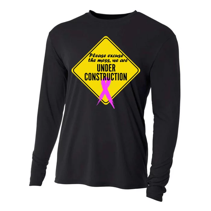 Breast Cancer Under Construction Sign Cooling Performance Long Sleeve Crew