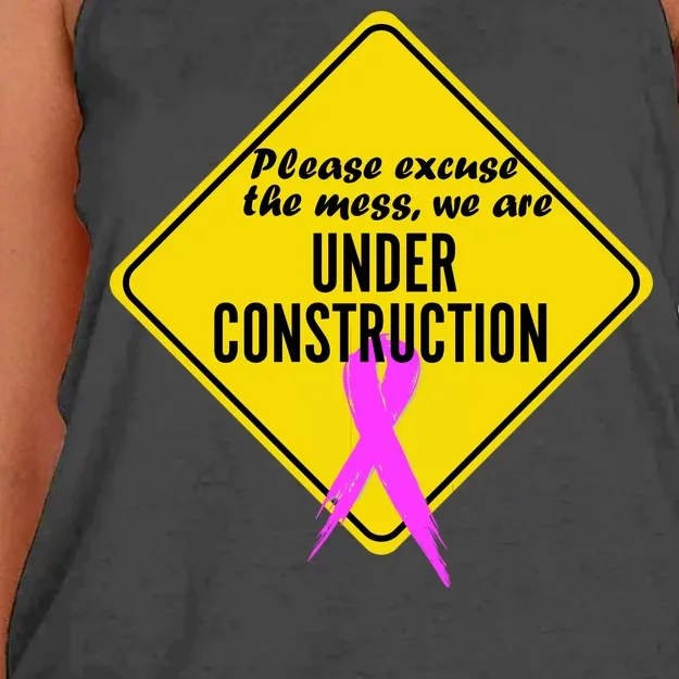 Breast Cancer Under Construction Sign Women's Knotted Racerback Tank