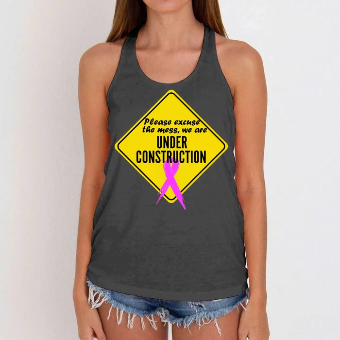 Breast Cancer Under Construction Sign Women's Knotted Racerback Tank