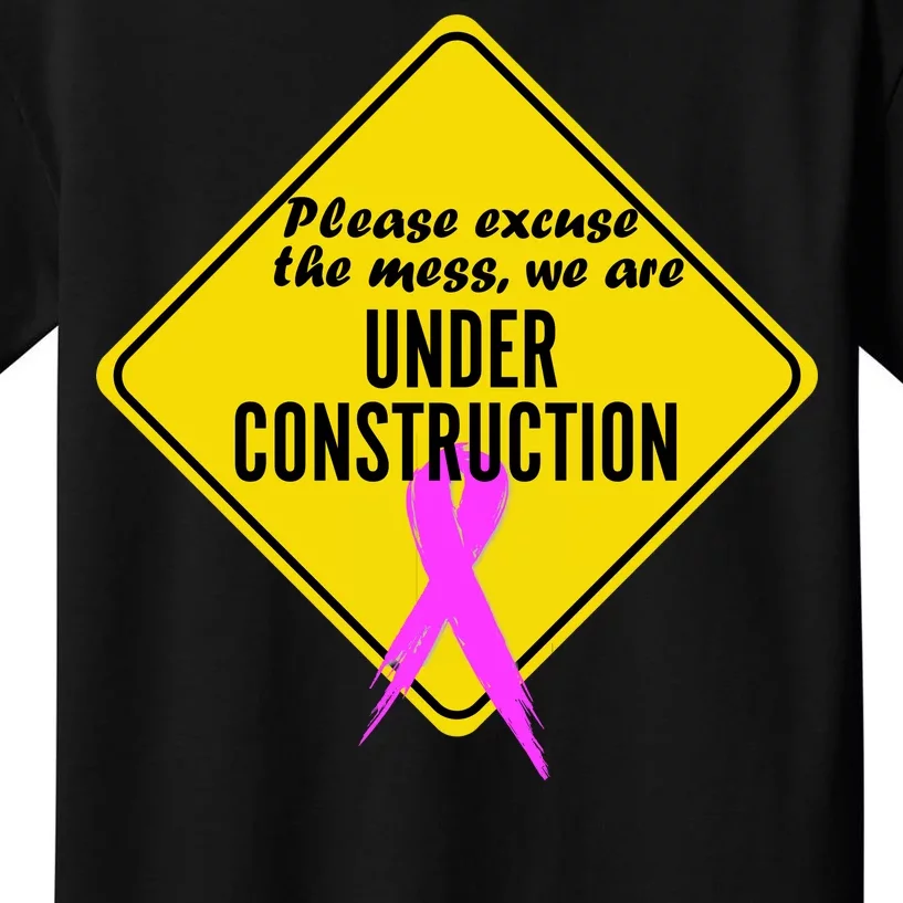 Breast Cancer Under Construction Sign Kids T-Shirt