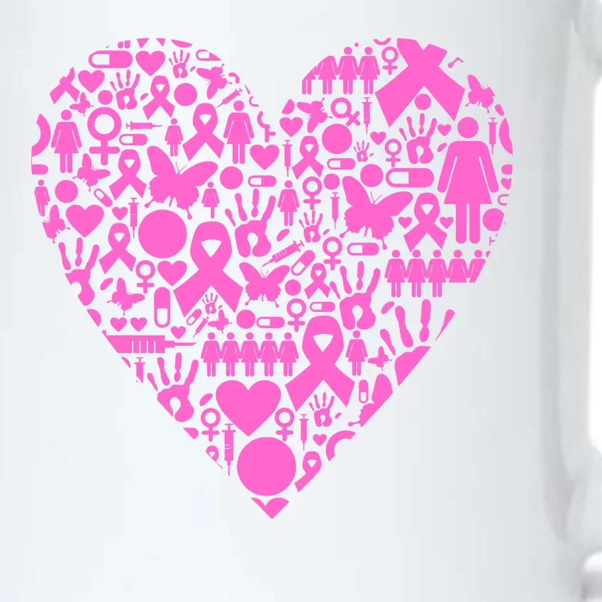 Breast Cancer Unity Heart Mash Up Black Color Changing Mug