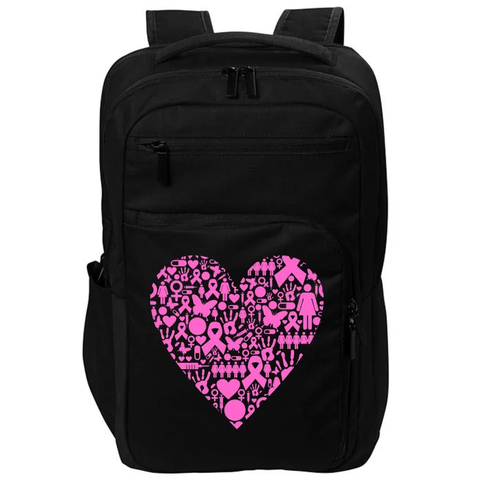 Breast Cancer Unity Heart Mash Up Impact Tech Backpack