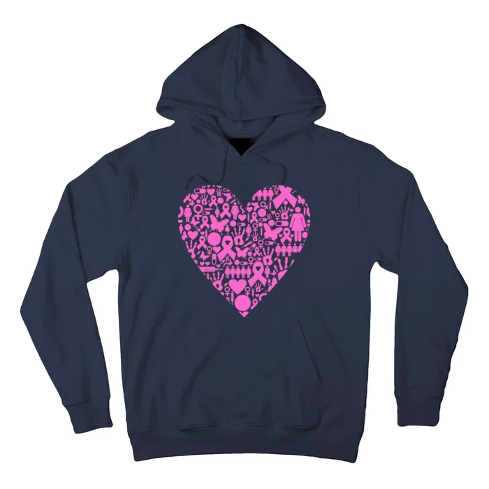 Breast Cancer Unity Heart Mash Up Hoodie