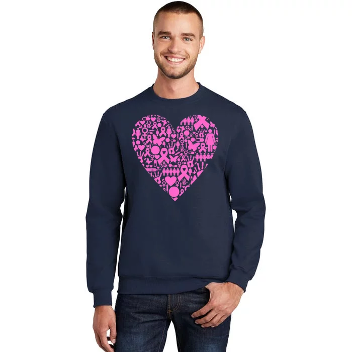 Breast Cancer Unity Heart Mash Up Sweatshirt