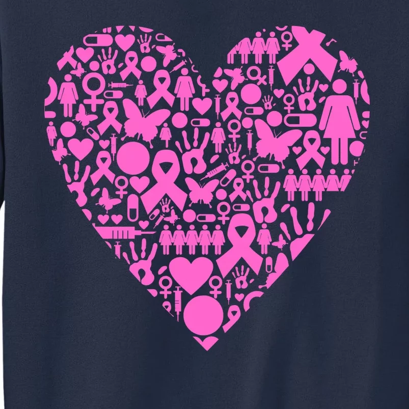 Breast Cancer Unity Heart Mash Up Sweatshirt