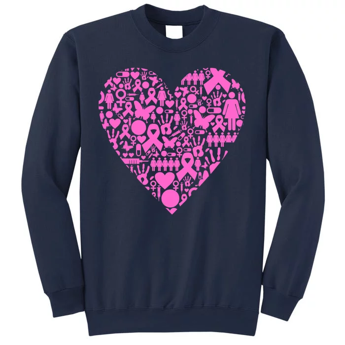 Breast Cancer Unity Heart Mash Up Sweatshirt