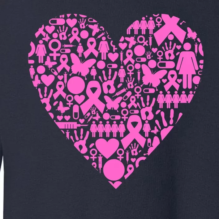 Breast Cancer Unity Heart Mash Up Toddler Sweatshirt