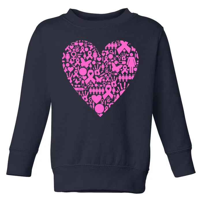 Breast Cancer Unity Heart Mash Up Toddler Sweatshirt