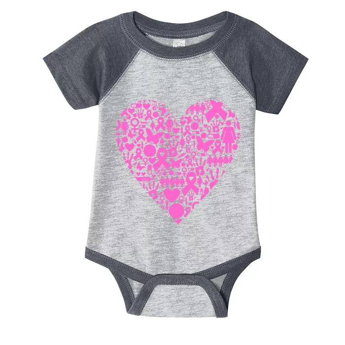 Breast Cancer Unity Heart Mash Up Infant Baby Jersey Bodysuit