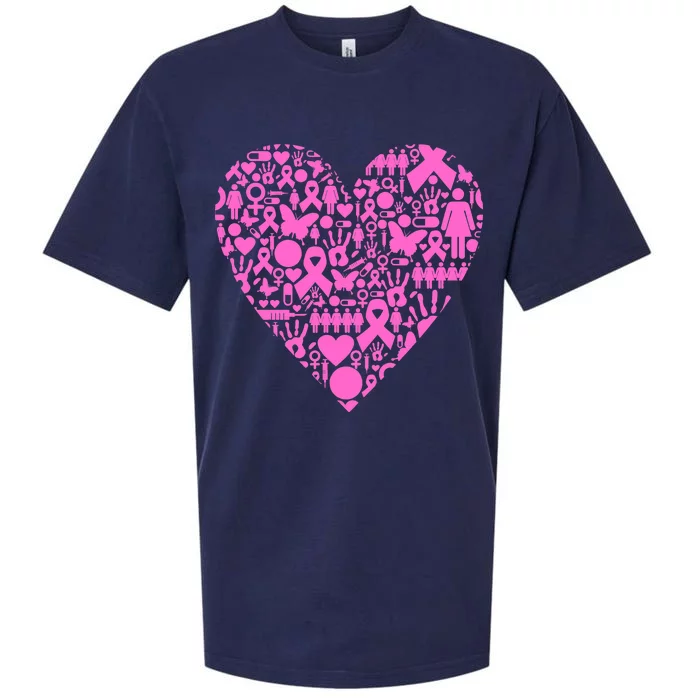 Breast Cancer Unity Heart Mash Up Sueded Cloud Jersey T-Shirt