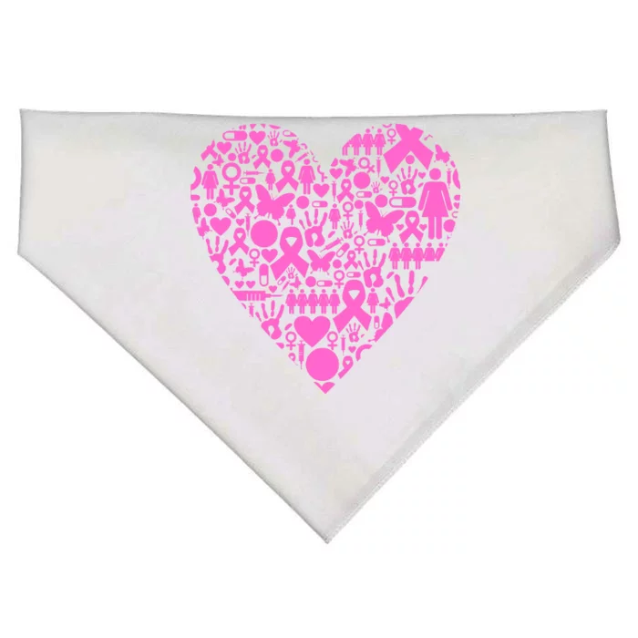 Breast Cancer Unity Heart Mash Up USA-Made Doggie Bandana