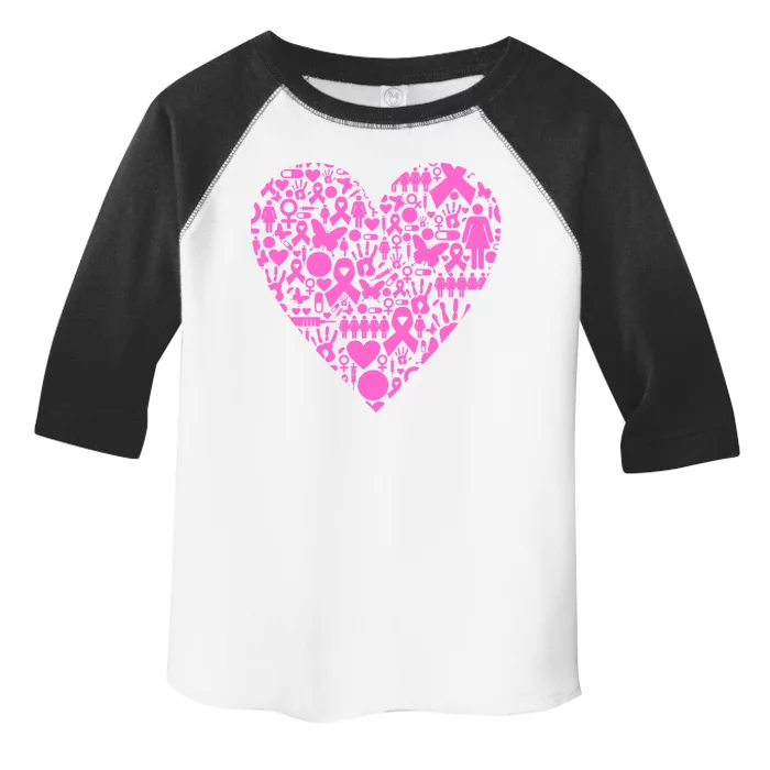 Breast Cancer Unity Heart Mash Up Toddler Fine Jersey T-Shirt