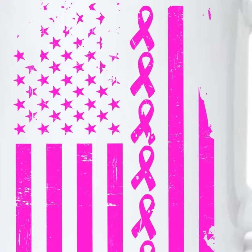 Breast Cancer USA Ribbon Flag Black Color Changing Mug