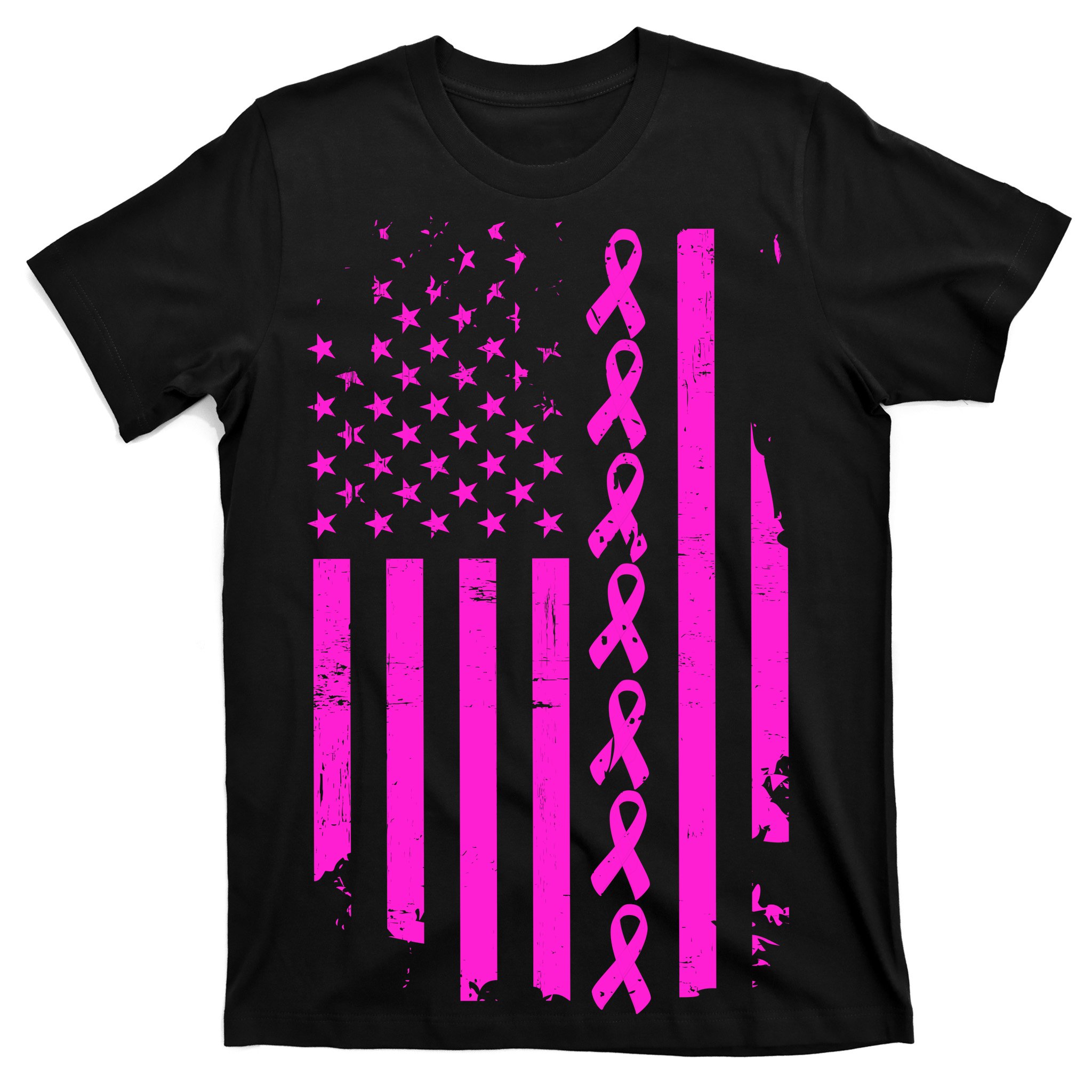 Breast Cancer USA Ribbon Flag T-Shirt | TeeShirtPalace