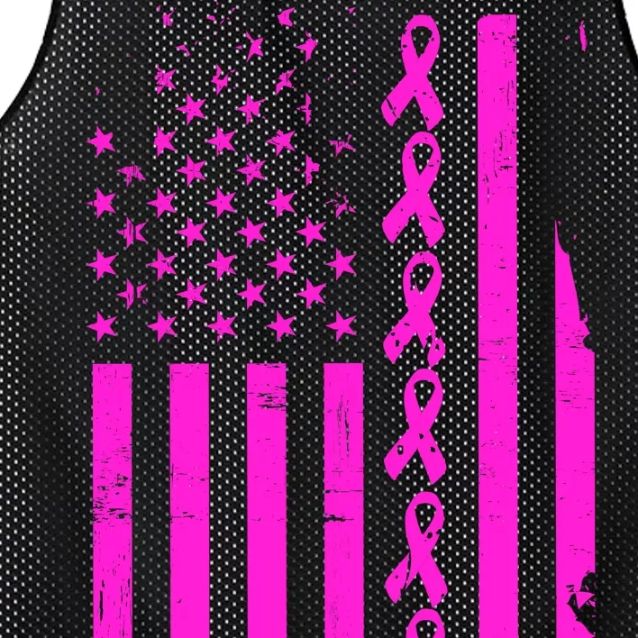 Breast Cancer USA Ribbon Flag Mesh Reversible Basketball Jersey Tank