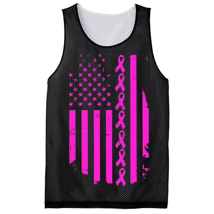 Breast Cancer USA Ribbon Flag Mesh Reversible Basketball Jersey Tank