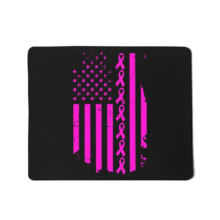 Breast Cancer USA Ribbon Flag Mousepad