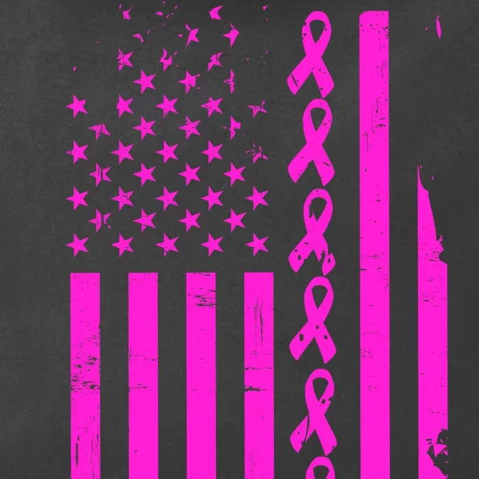 Breast Cancer USA Ribbon Flag Zip Tote Bag