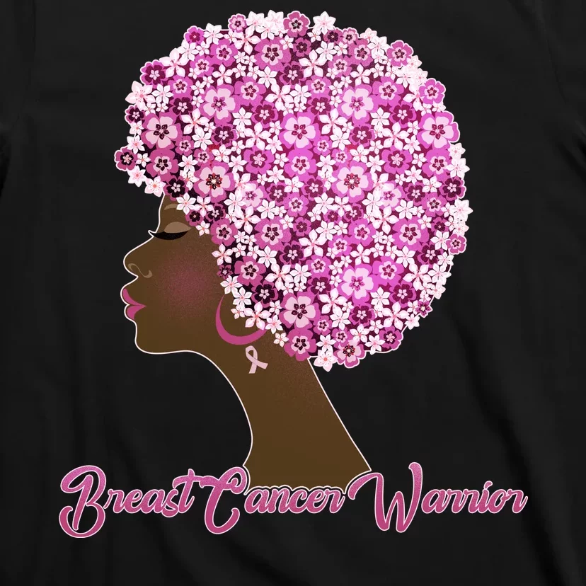 Breast Cancer Warrior Flower Afro T-Shirt