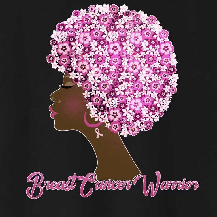 Breast Cancer Warrior Flower Afro Women's Crop Top Tee