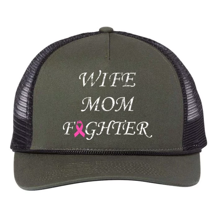 Breast Cancer Wife Mom Fighter Retro Rope Trucker Hat Cap