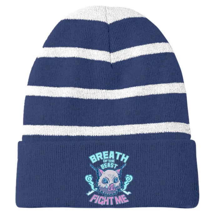 Breath of the Beast Fight Me Striped Beanie with Solid Band