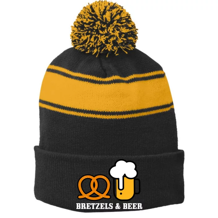 Bretzels And Beer Funny Oktoberfest Stripe Pom Pom Beanie