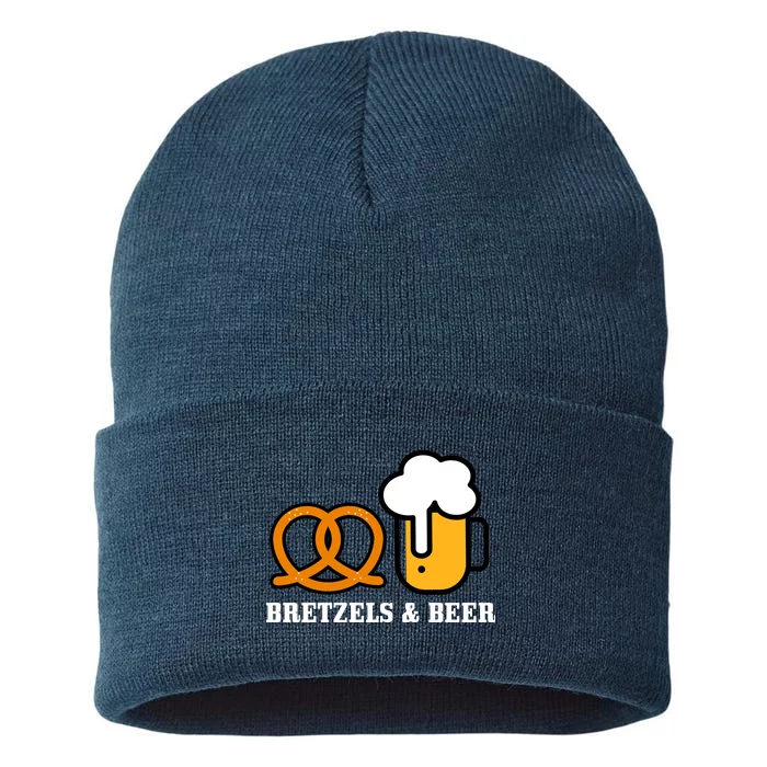 Bretzels And Beer Funny Oktoberfest Sustainable Knit Beanie