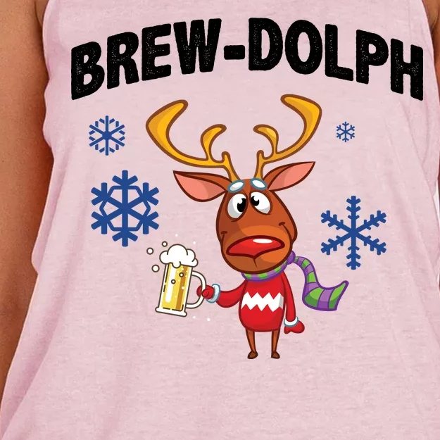 Brew-Dolph Christmas Reindeer Women's Knotted Racerback Tank