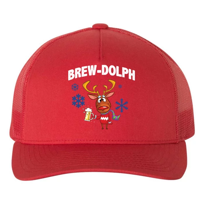 Brew-Dolph Christmas Reindeer Yupoong Adult 5-Panel Trucker Hat