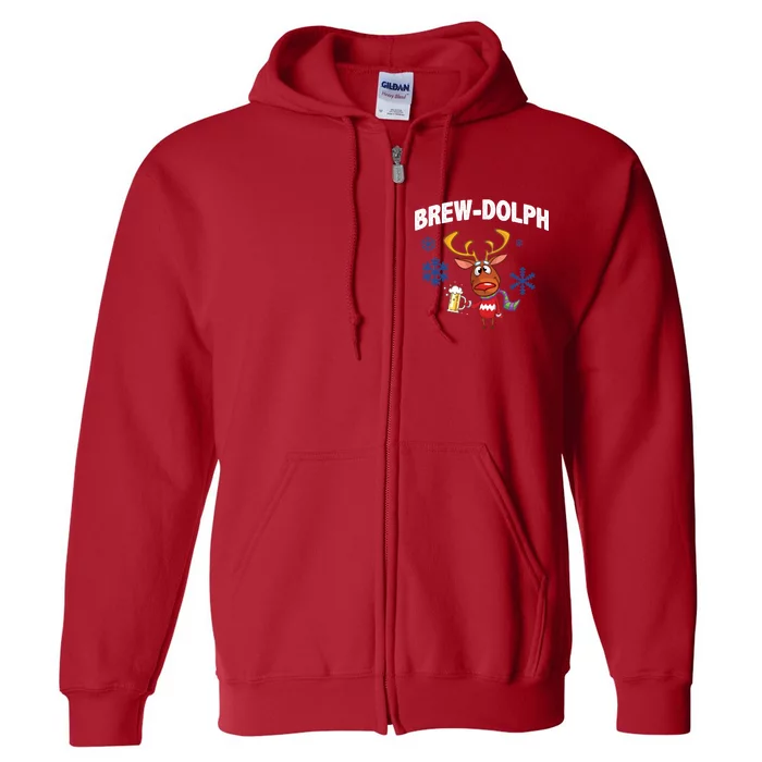 Brew-Dolph Christmas Reindeer Full Zip Hoodie