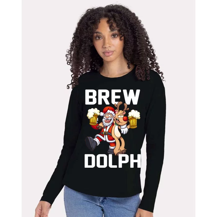 Brew Dolph Red Nose Reindeer Womens Cotton Relaxed Long Sleeve T-Shirt