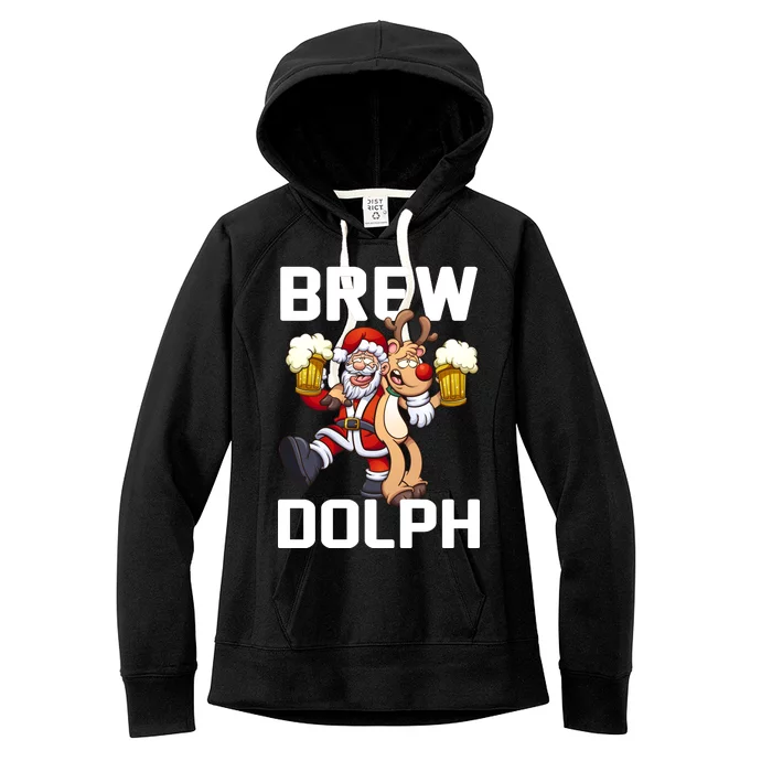 Brew Dolph Red Nose Reindeer Women's Fleece Hoodie