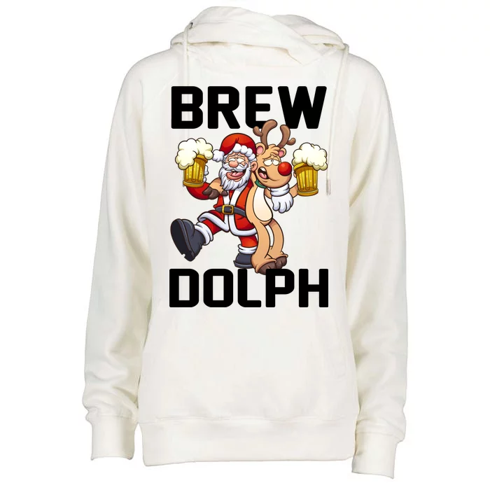 Brew Dolph Red Nose Reindeer Womens Funnel Neck Pullover Hood