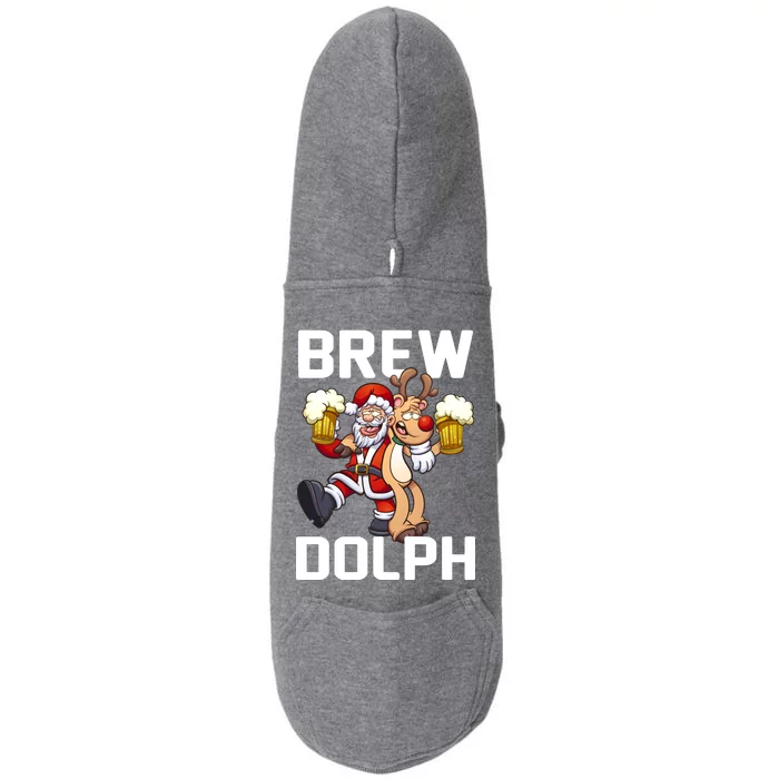 Brew Dolph Red Nose Reindeer Doggie 3-End Fleece Hoodie