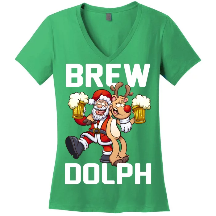 Brew Dolph Red Nose Reindeer Women's V-Neck T-Shirt