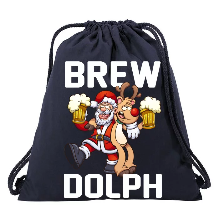 Brew Dolph Red Nose Reindeer Drawstring Bag