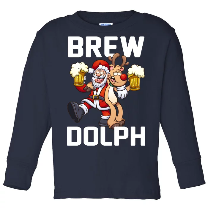 Brew Dolph Red Nose Reindeer Toddler Long Sleeve Shirt