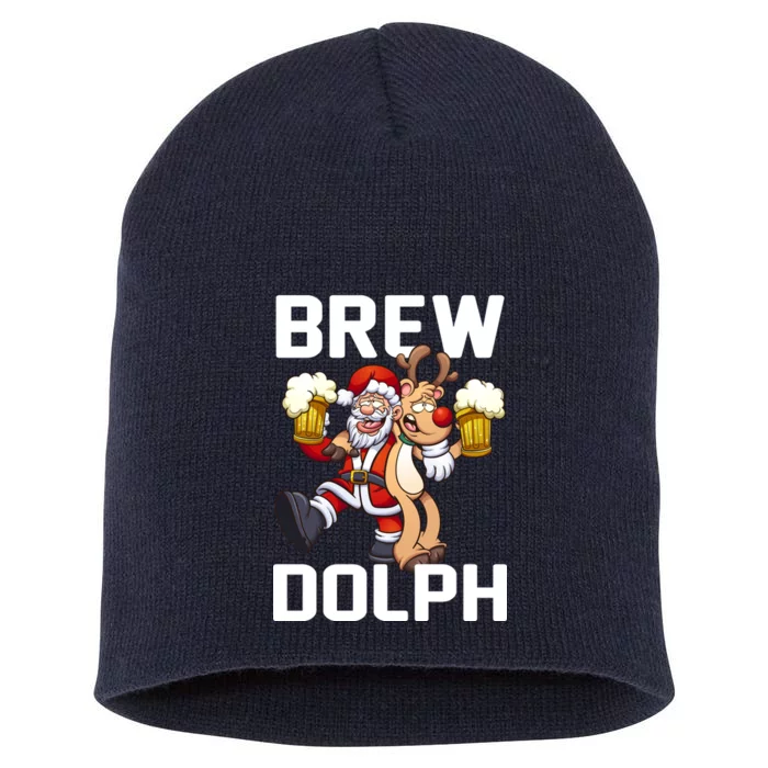 Brew Dolph Red Nose Reindeer Short Acrylic Beanie