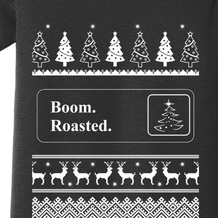 Boom Roasted Funny Office Party Ugly Christmas Gift Baby Bodysuit