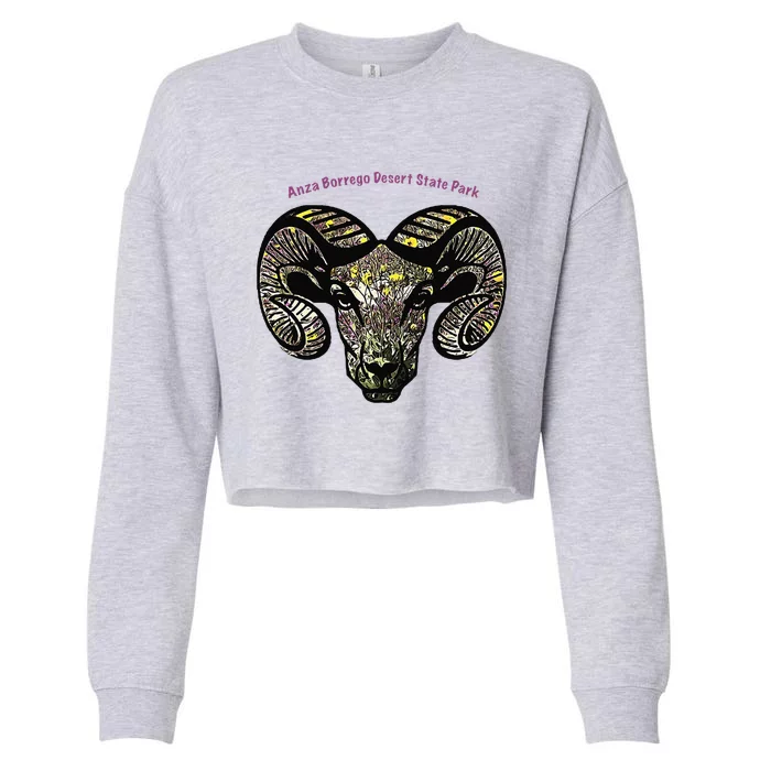 Bighorn Ram Flower Premium Cropped Pullover Crew